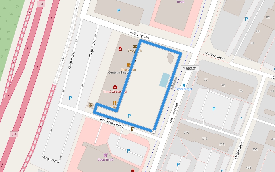 Torget walking route map in Timrå