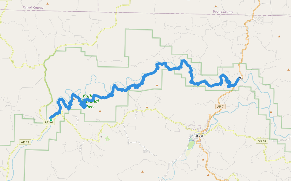 Buffalo River Trail walking route map in Jasper