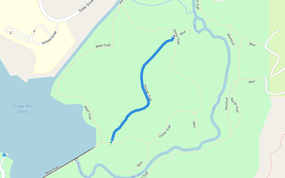 Innner Trail walking route map in Tecumseh