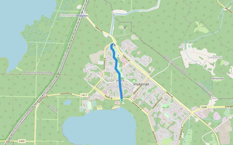 Visagino g. walking route map in Visaginas