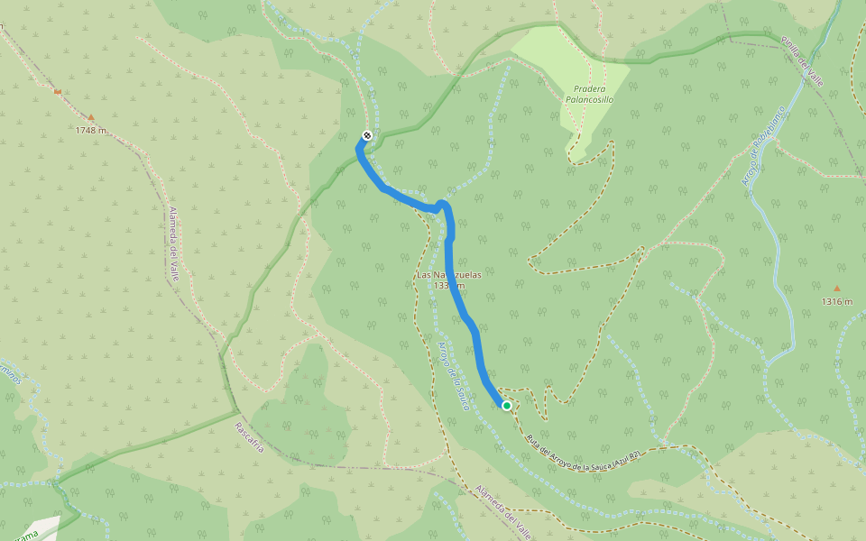 Ruta del Arroyo de la Saúca (Azul R2) walking route map in Alameda del Valle