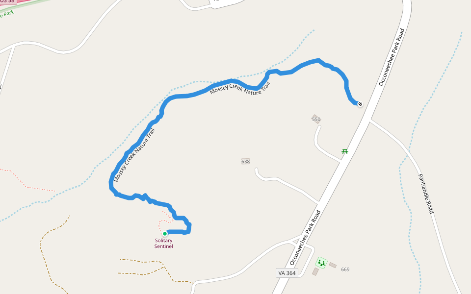 Mossey Creek Nature Trail walking route map in Clarksville