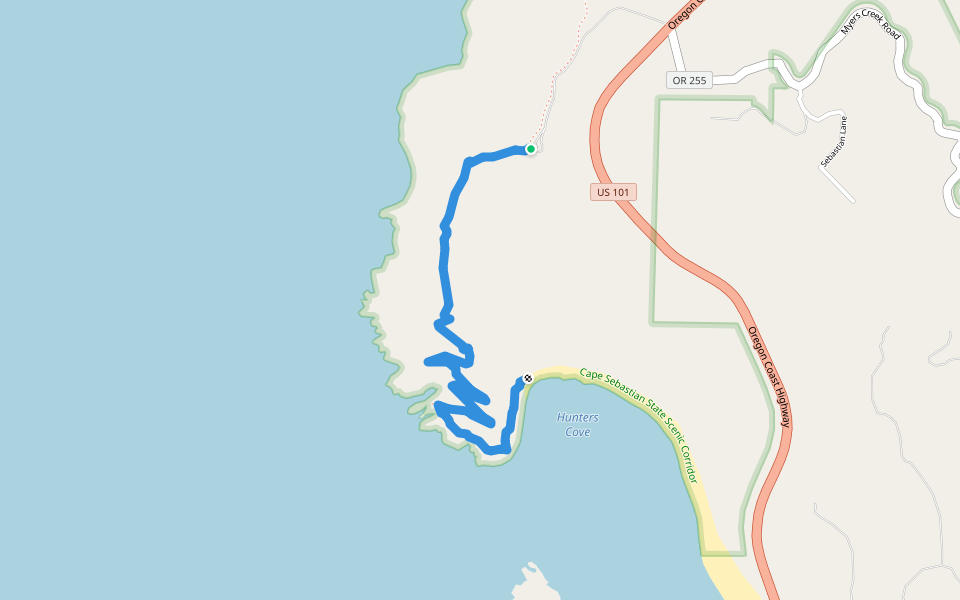 Coast Trail walking route map in Gold Beach