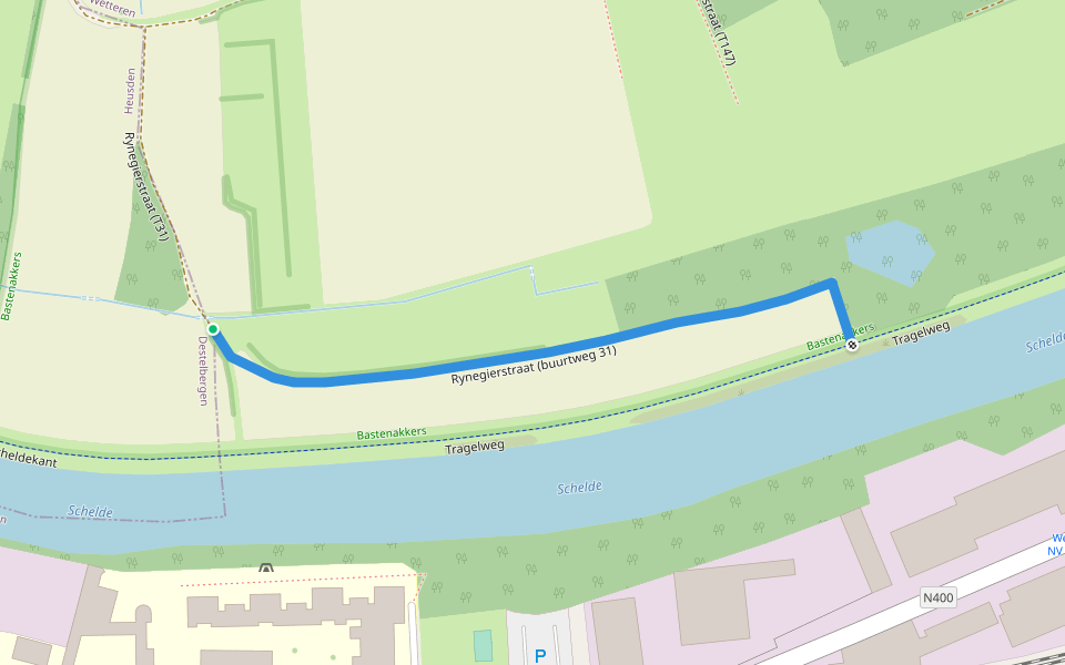 Rynegierstraat (buurtweg 31) walking route map in Wetteren