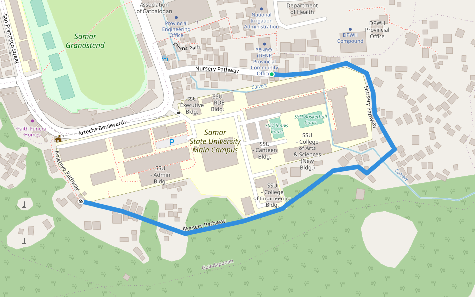 Nursery Pathway walking route map in Catbalogan City