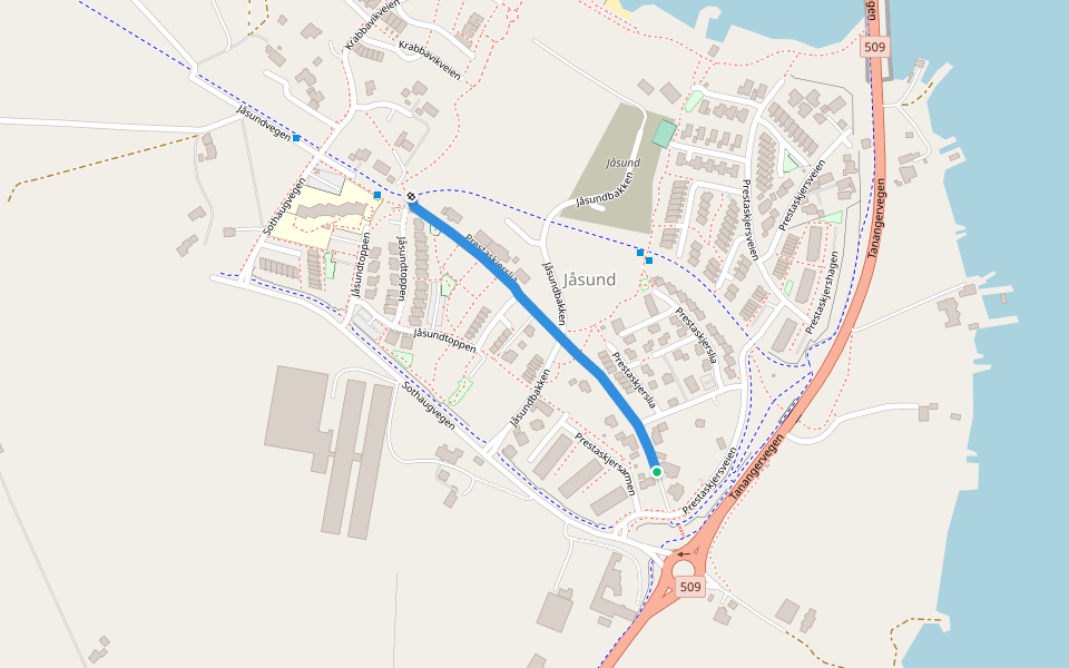 Prestaskjerslia walking route map in Snøde