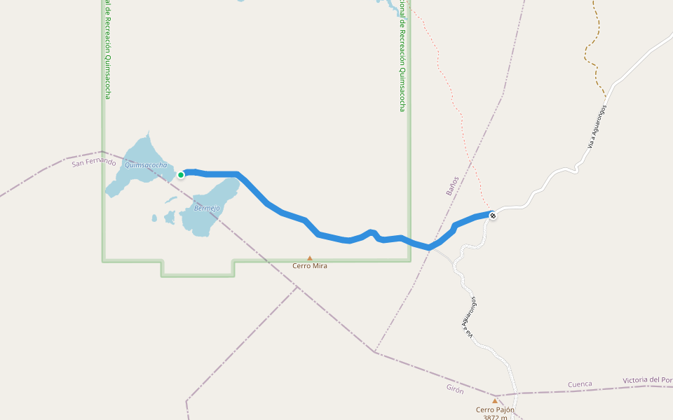 Sendero Quimsacocha walking route map in Chumblin