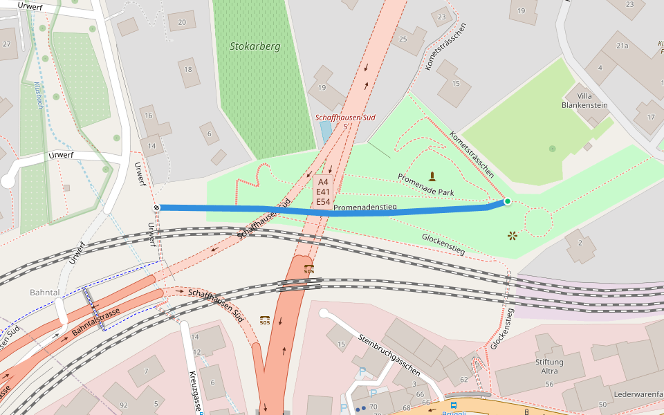 Promenadenstieg walking route map in Schaffhausen