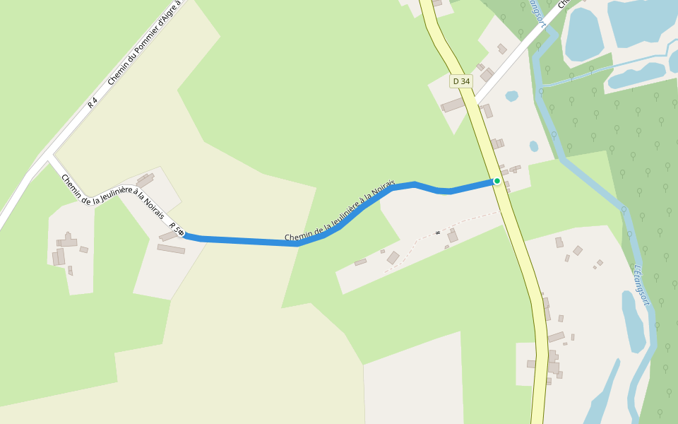 Chemin de la Jeulinière à la Noirais walking route map in Tresson