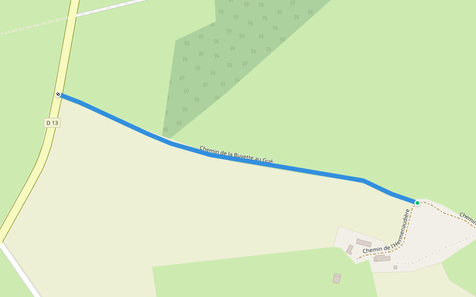 Chemin de la Buvette au Gué walking route map in Tresson