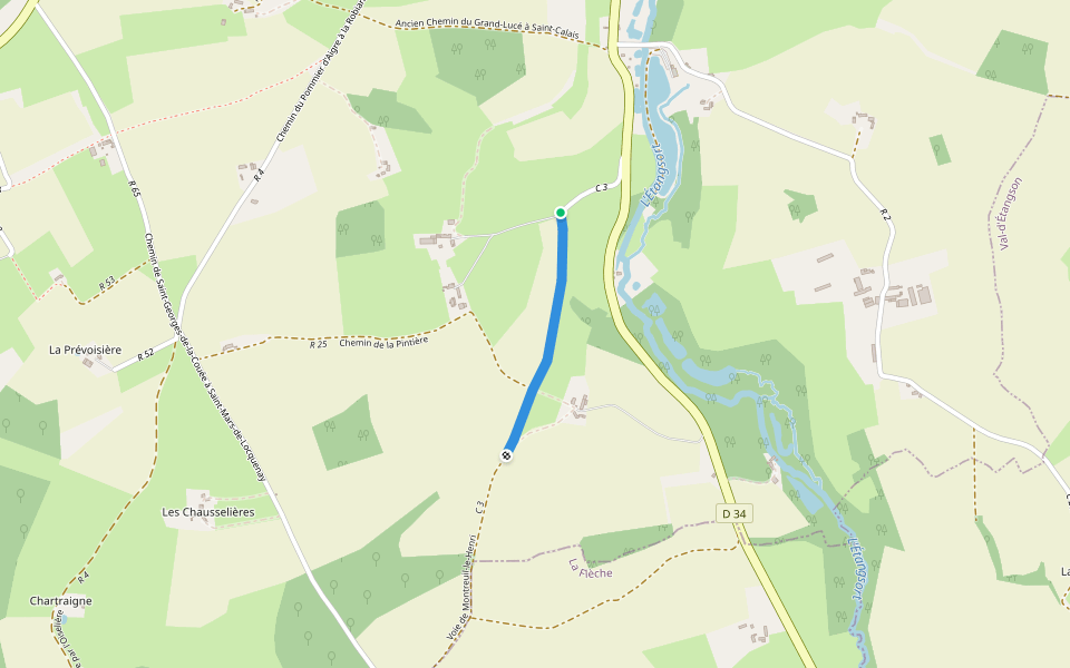 Voie de Montreuil-le-Henri walking route map in Tresson