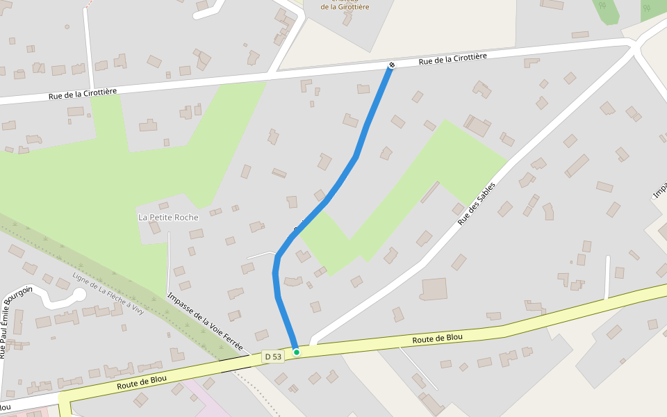 La Petite Roche du Nord walking route map in Longué-Jumelles