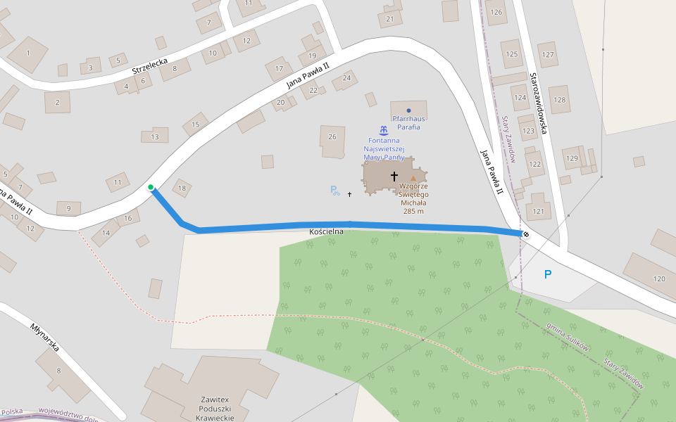 Kościelna walking route map in Zawidów