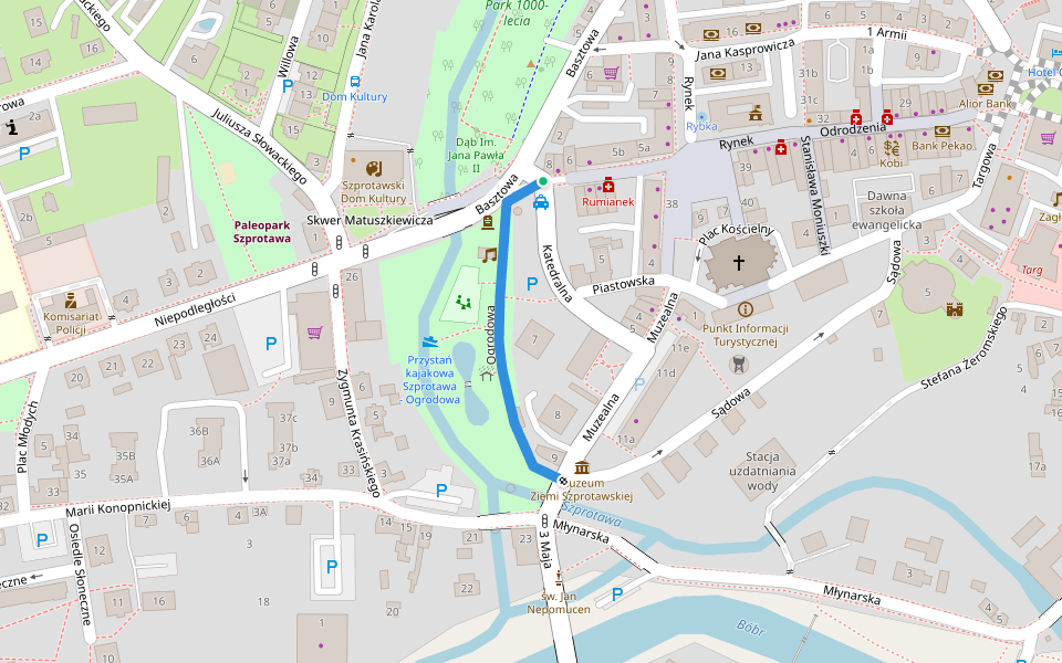 Ogrodowa walking route map in Szprotawa