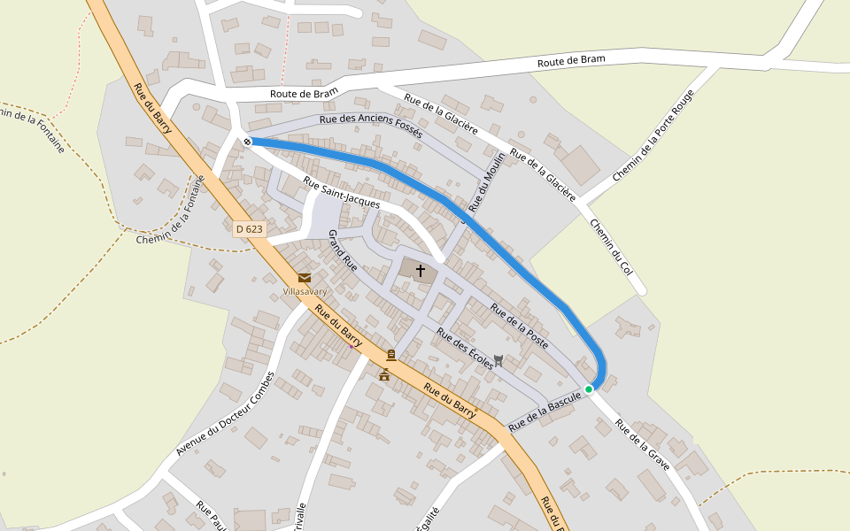 Rue Engabelle walking route map in Villasavary