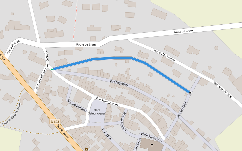 Rue des Anciens Fossés walking route map in Villasavary