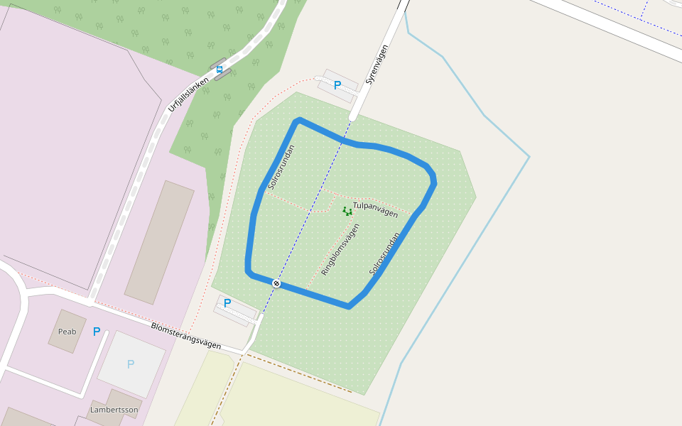 Solrosrundan walking route map in Gävle