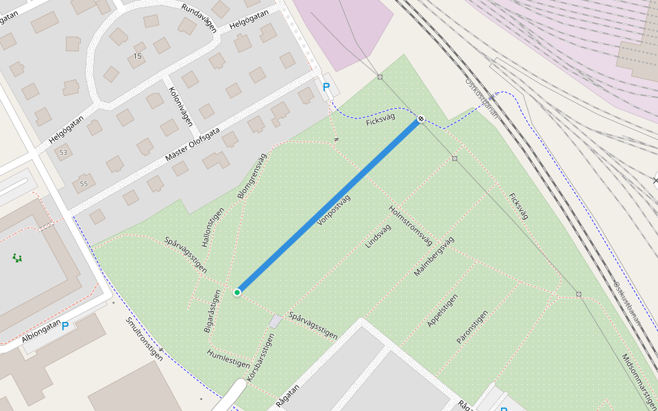 Vonpostväg walking route map in Gävle