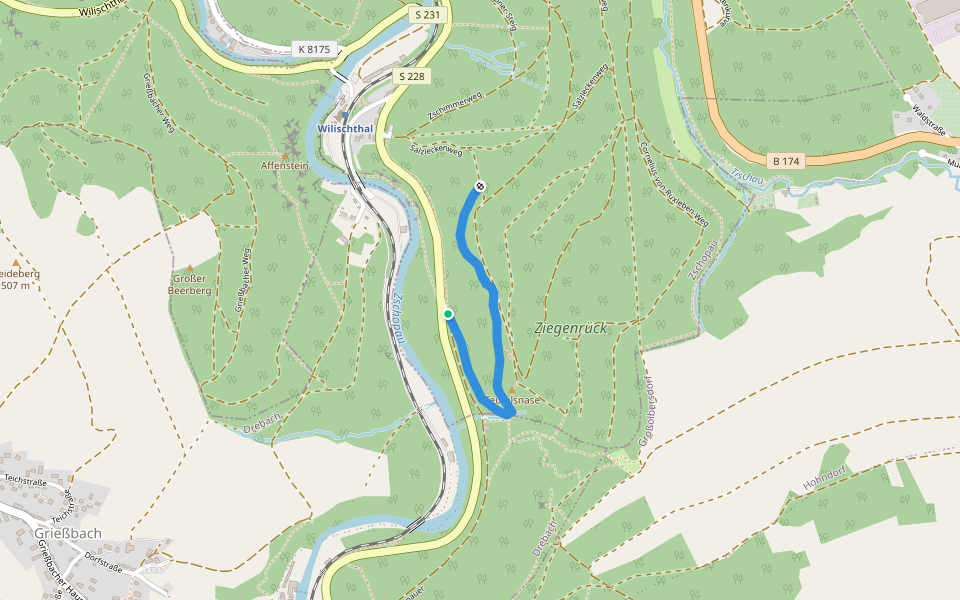Stülpnersteig walking route map in Drebach