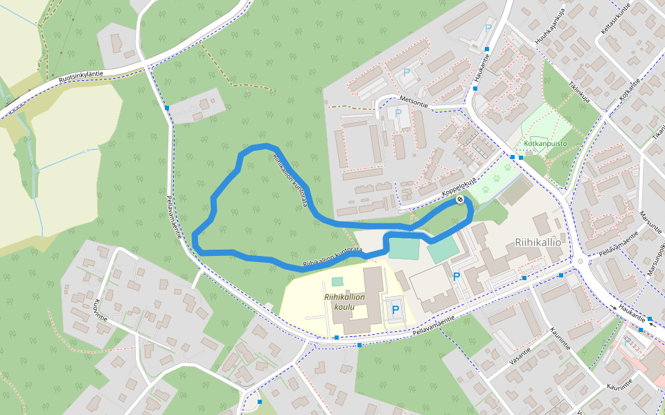Riihikallion kuntorata walking route map in Hyrylä