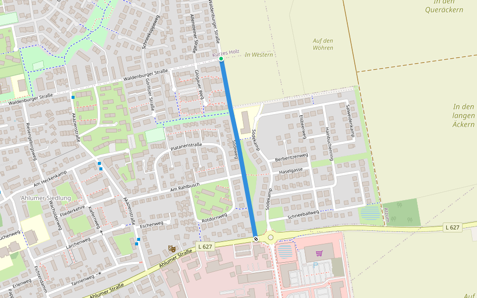 Södeweg walking route map in Wolfenbüttel