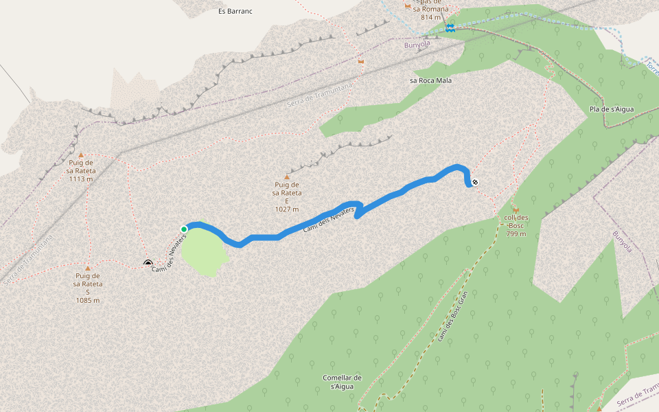 Camí dels Nevaters walking route map in Bunyola
