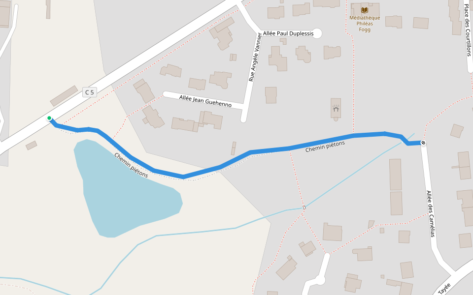 Chemin piétons walking route map in Châteaugiron
