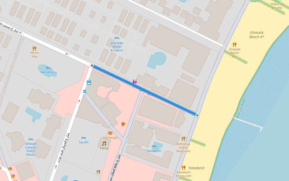 شارع حسين سالم walking route map in Sharm El-Sheikh