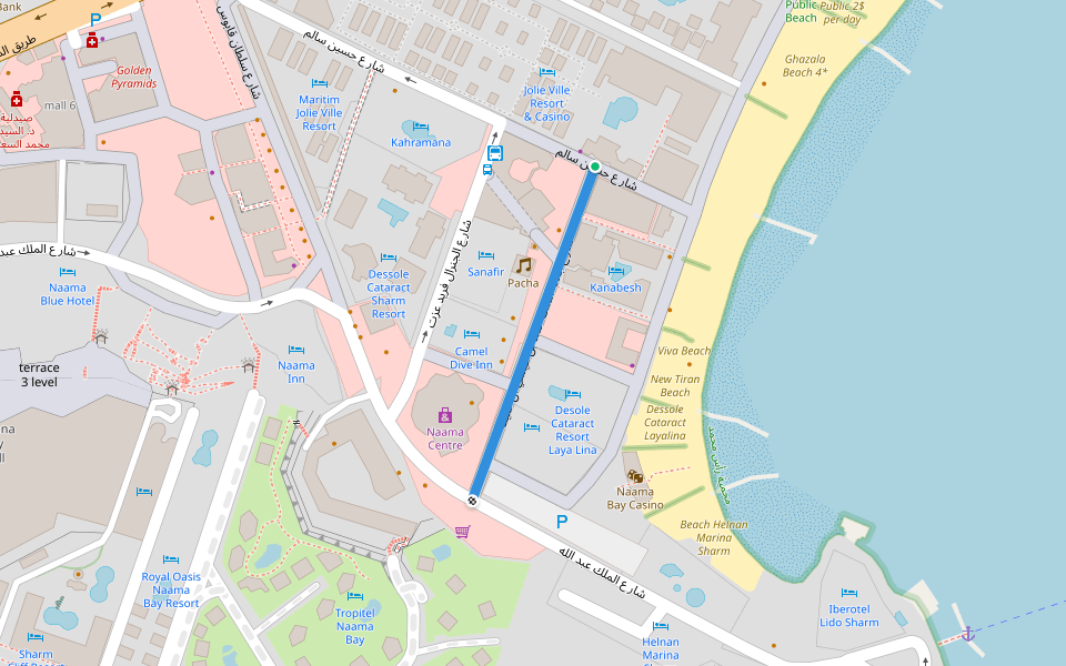 شارع جلالة الملك حمد بن عيسي ال خليفه walking route map in Sharm El-Sheikh