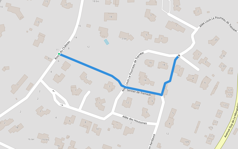 Sentier de Tremeac walking route map in La Baule-Escoublac