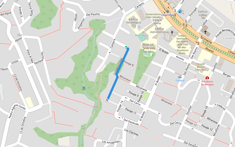 Escalera Colón walking route map in Viña del Mar