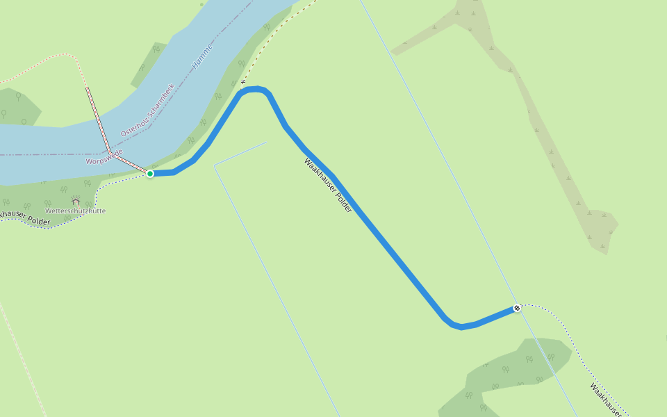 Waakhauser Polder walking route map in Worpswede