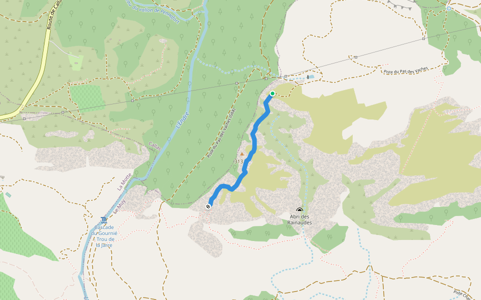 Piste des Combes walking route map in Le Muy