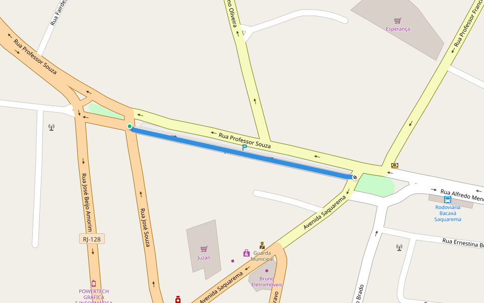 Calçadão de Bacaxá walking route map in Saquarema