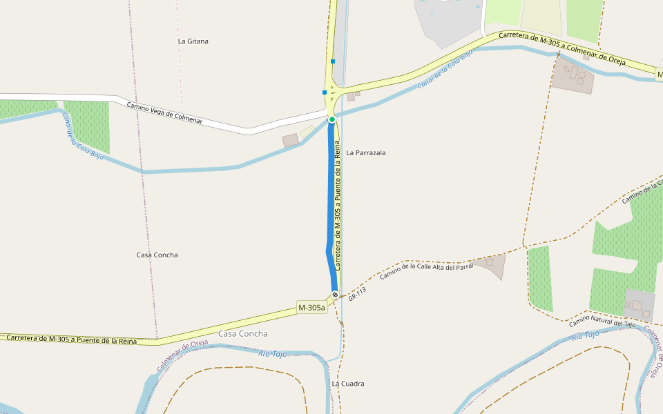 Camino Natural del Tajo walking route map in Colmenar de Oreja