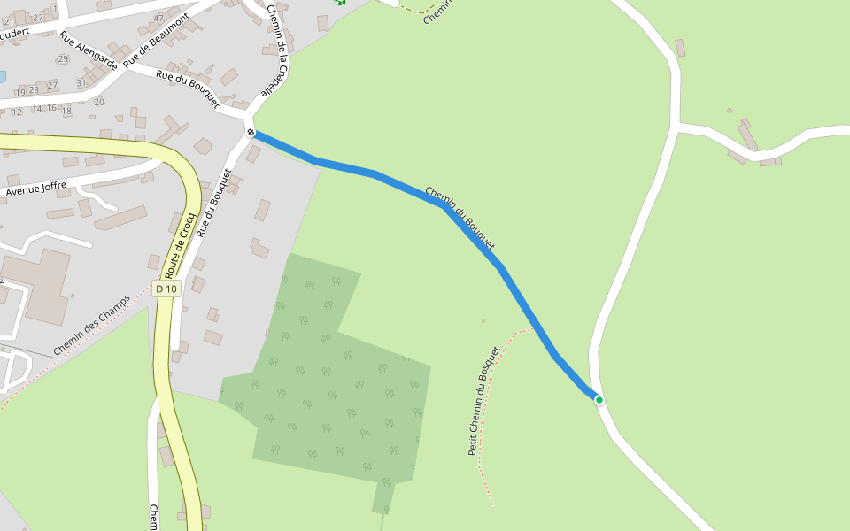 Chemin du Bouquet walking route map in Felletin