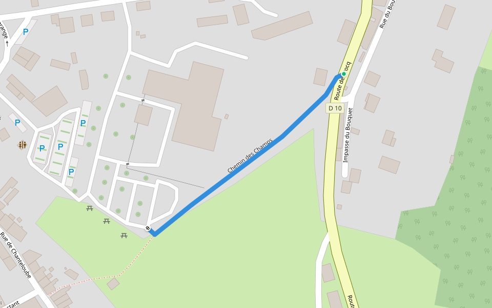 Chemin des Champs walking route map in Felletin