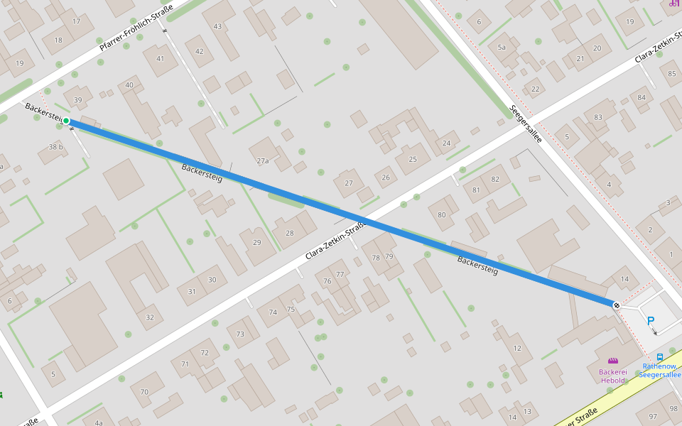 Bäckersteig walking route map in Rathenow