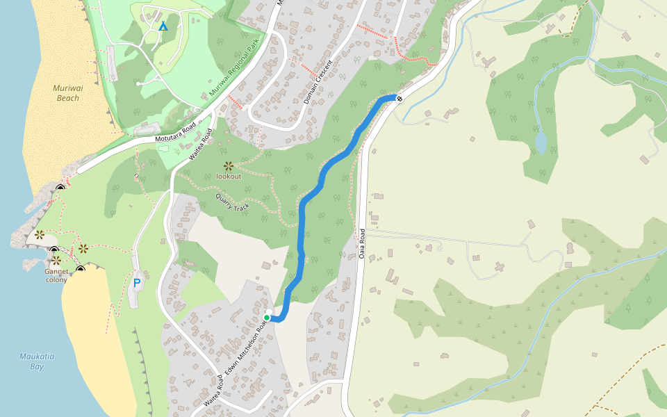 Edwin Mitchelson Track walking route map in Muriwai