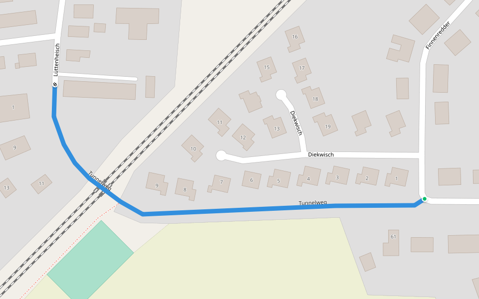 Tunnelweg walking route map in Bordesholm