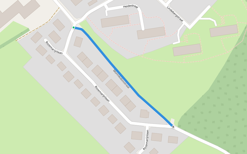 Monniksbosstraat walking route map in Liedekerke