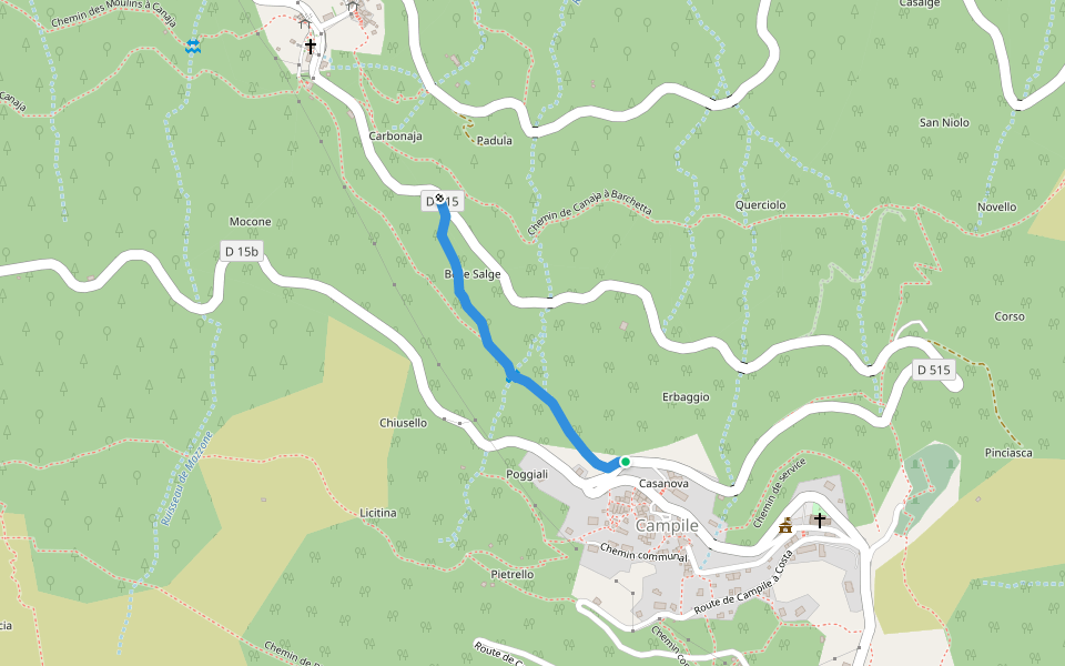 Chemin de Canaja à Campile walking route map in Campile