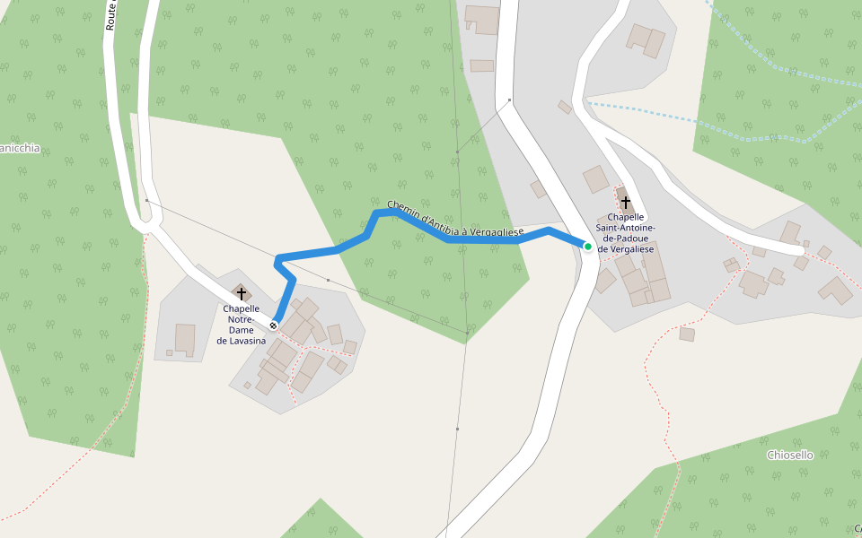 Chemin d'Antibia à Vergagliese walking route map in Campile