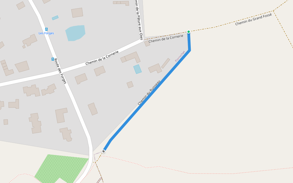 Chemin du Ruisseau walking route map in Pornichet