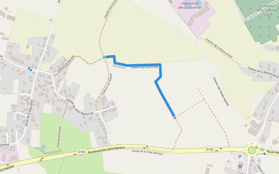 Chemin du Courtil Bily walking route map in Pornichet