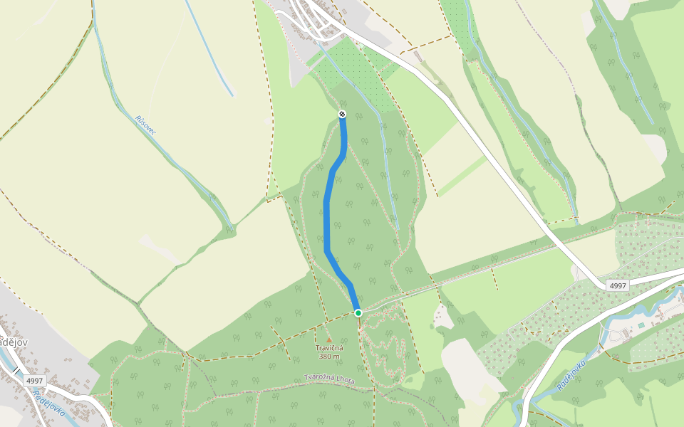 Lipinka walking route map in Tvarožná Lhota