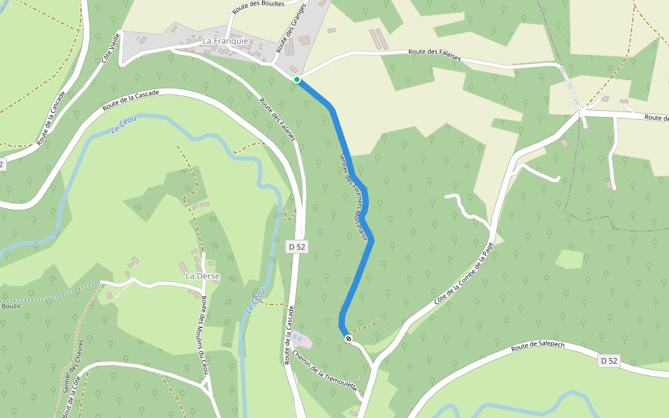 Sentier des Fournets Mon Plaisir walking route map in Bouzic