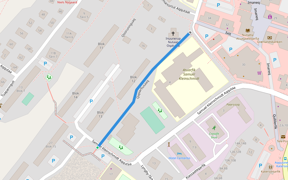 Qapiarfiusaaq walking route map in Nuuk