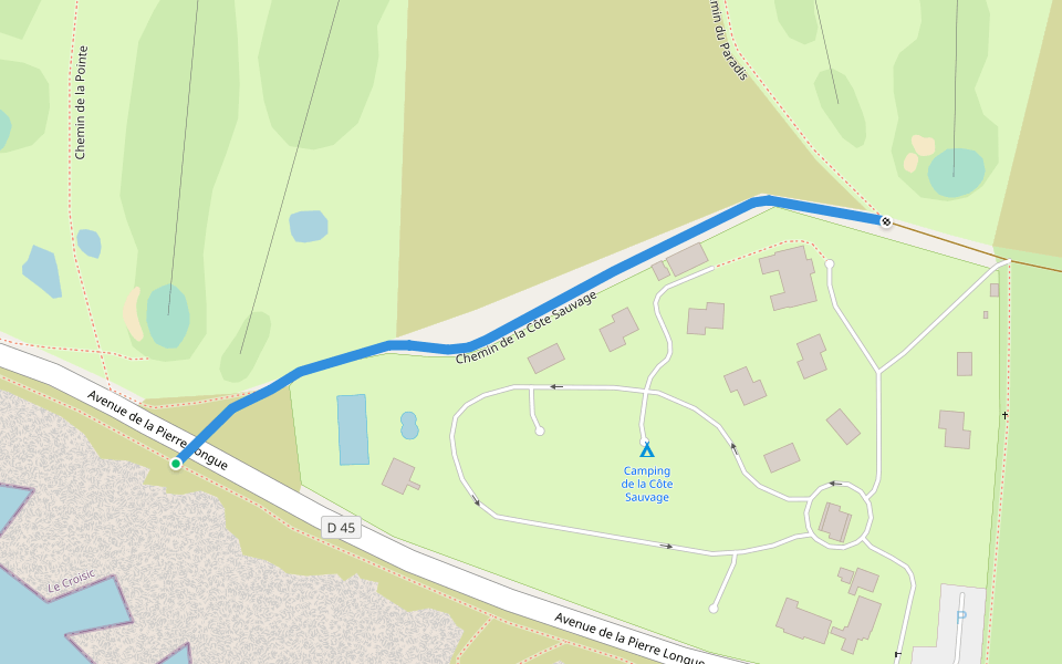 Chemin de la Côte Sauvage walking route map in Le Croisic