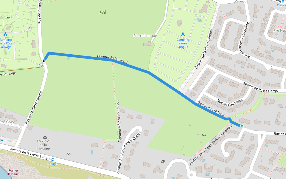 Chemin du Pré Neuf walking route map in Le Croisic